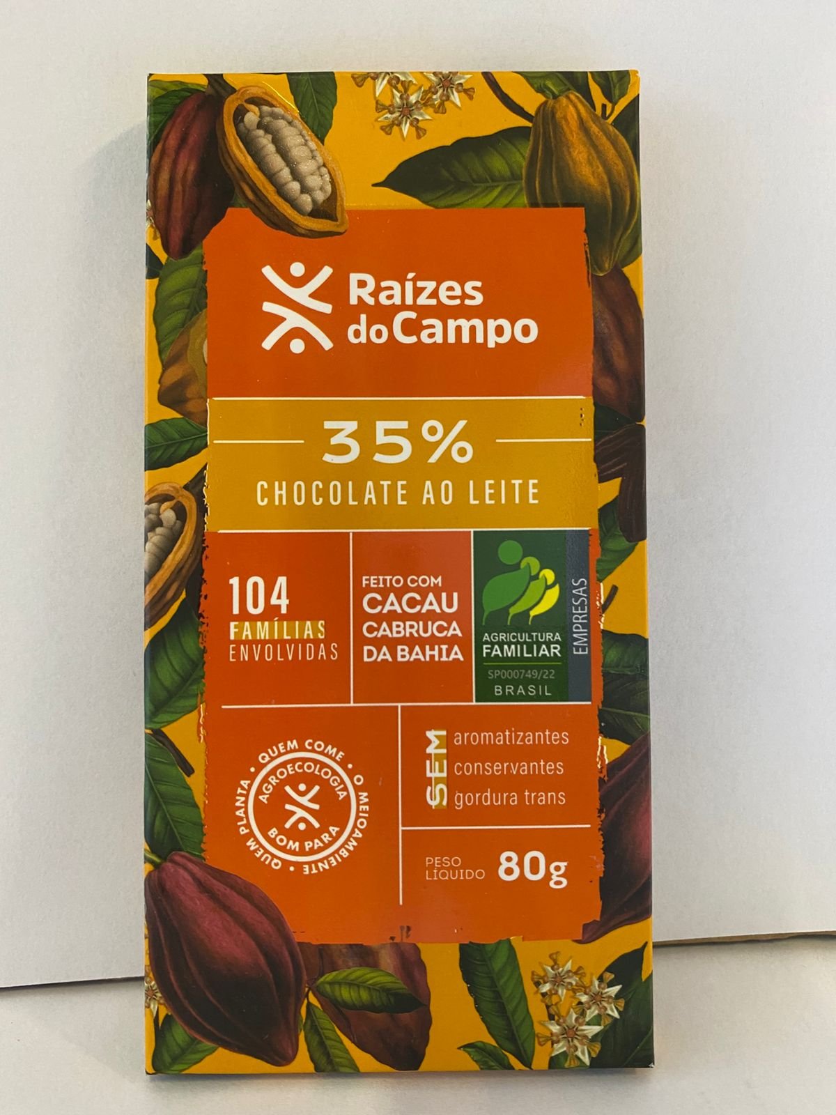 CHOCOLATE AO LEITE 35_ CACAU RAIZES DO CAMPO 80g CHOCOLATE AO LEITE 35% CACAU 80g