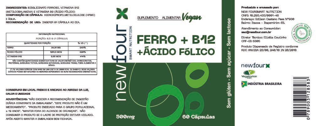 FERRO B12 ACIDO FOLICO VEGANO FERRO + B12 + ÁCIDO FÓLICO - 60 Cáps - Imagem 2
