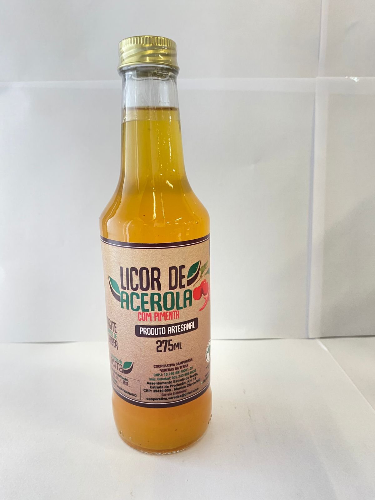 LICOR DE ACEROLA COM PIMENTA 275 mL LICOR ARTESANAL DE ACEROLA COM PIMENTA 275ml